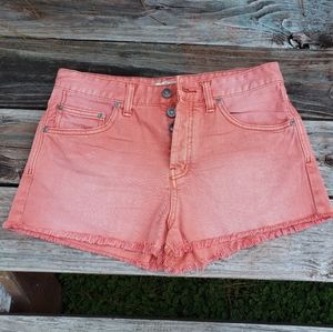 Free people Coral red high rise shorts 29
